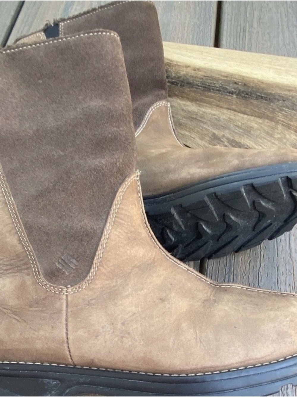 Columbia Shirebrook Brown Suede/Nubuck Pull-On Boots Sz 9 Faux Shearling Lining - Picture 7 of 10